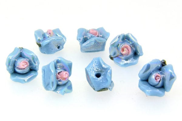 French Blue Glazed Flowers