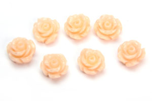 Shell Pink Rose Hand Crafted Gemstone Flowers