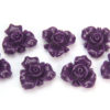 Deep Purple Open Rose Hand Crafted Gemstone Flowers