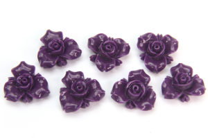 Deep Purple Open Rose Hand Crafted Gemstone Flowers