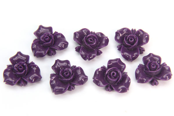 Deep Purple Open Rose Hand Crafted Gemstone Flowers