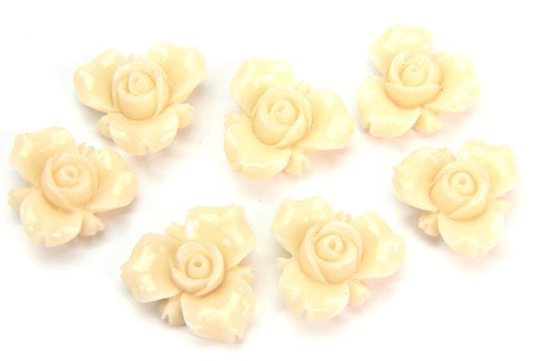 Cream Open Rose Hand Crafted Gemstone Flowers