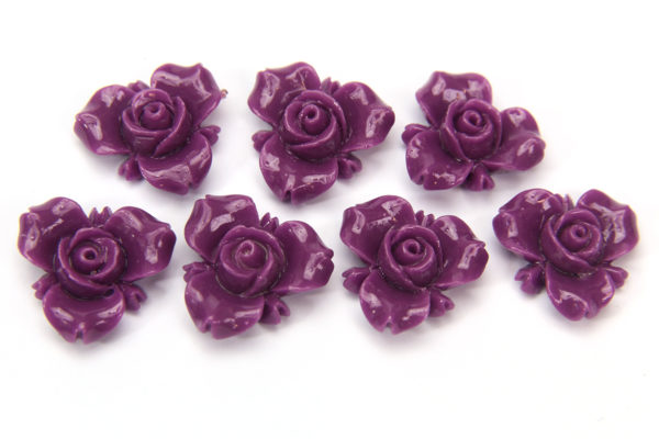 Violet Open Rose Hand Crafted Gemstone Flowers