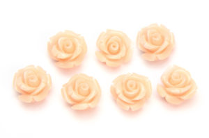 Shell Pink Rose Hand Crafted Gemstone Flowers