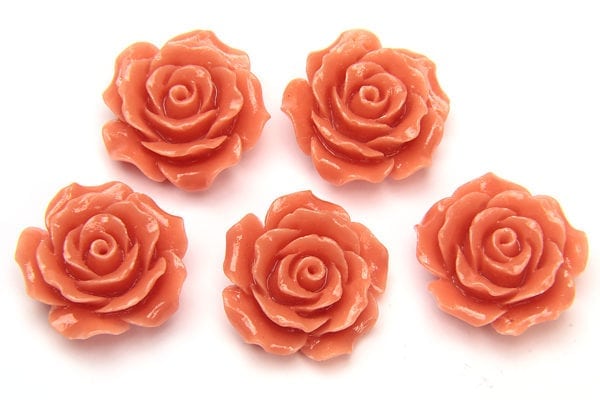 Light Coral Open Rose Hand Crafted Gemstone Flowers