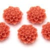 Coral Chrysanthemum Hand Crafted Gemstone Flowers