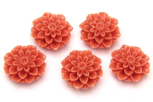 Coral Chrysanthemum Hand Crafted Gemstone Flowers