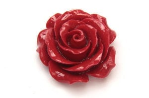 Red Open Rose Hand Crafted Gemstone Flowers