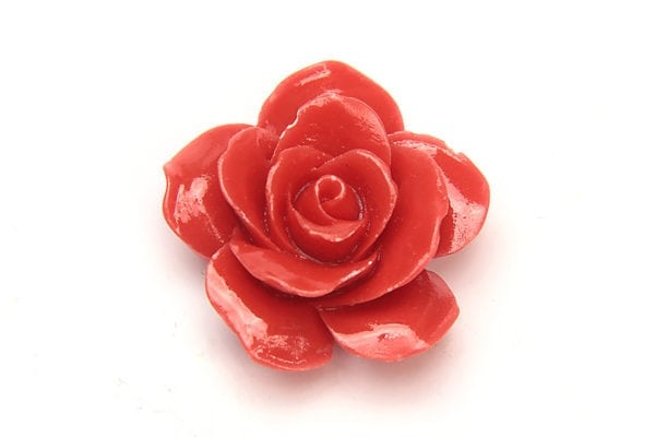 Coral Open Rose Hand Crafted Gemstone Flowers