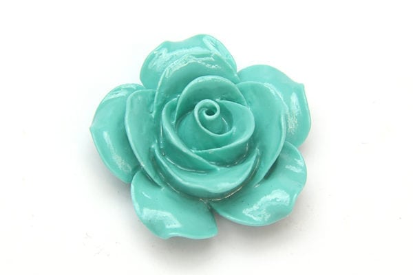 Turquoise Open Rose Hand Crafted Gemstone Flowers