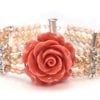 Coral Champagne Crystal Rose Bracelet