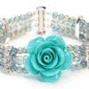 Turquoise Mist Crystal Rose Bracelet