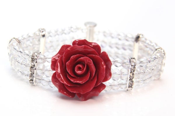 Valentine Red Crystal Rose Bracelet