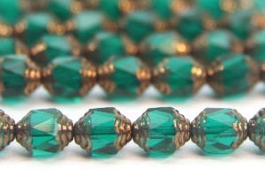 Teal Emerald Firepolish, Bronze Crowned Czech Bols