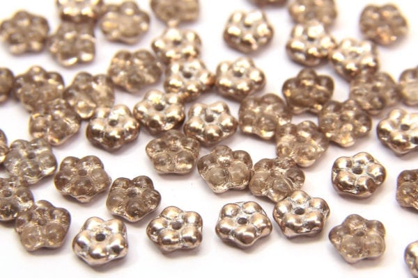 Light Metallic Gold Czech Glass Daisy Spacers