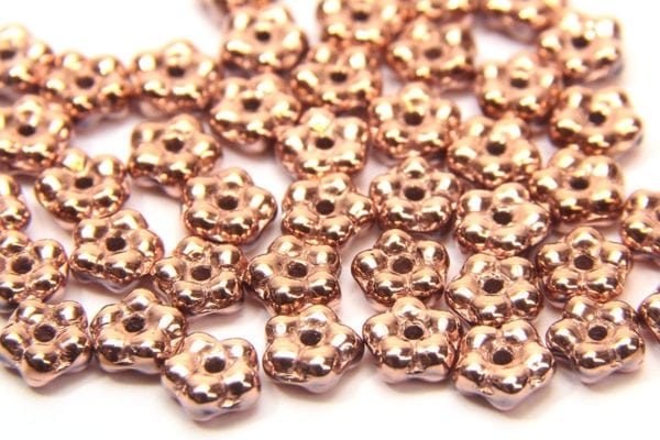 Metallic Rose Gold Czech Glass Daisy Spacers