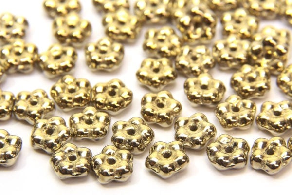 Metallic Gold Czech Glass Daisy Spacers