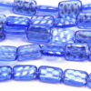 French Blue Rectange with Rainbow Drop Peacock Beads