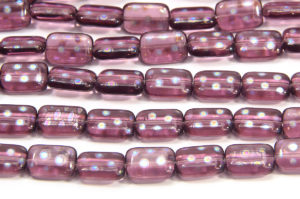 Amethyst Rectangle with Rainbow Spot Peacock Beads