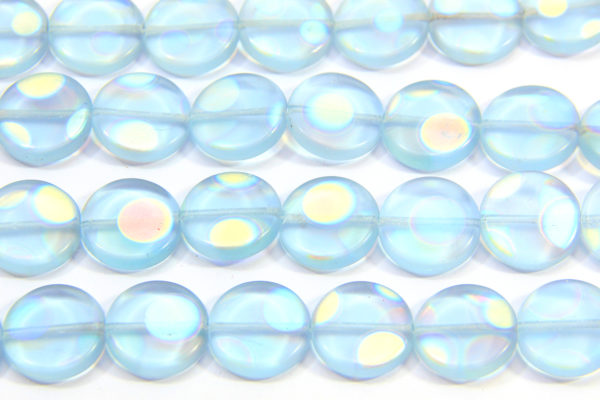 Light Lavender Coins with AB Polka Dots Peacock Beads
