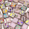 Opaque Lilac Square with Mixed Surface Peacock Beads