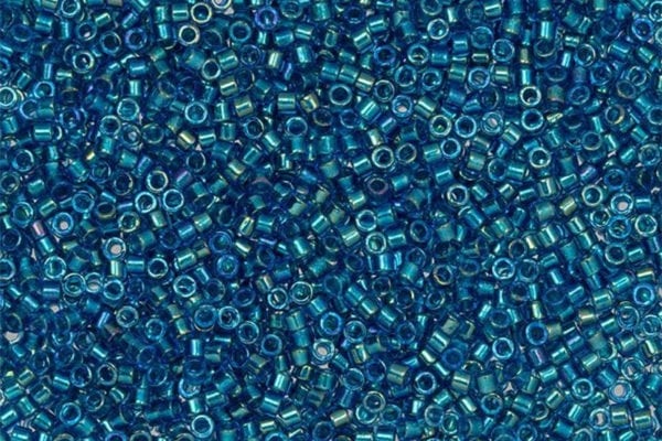 Fancy Lined Teal Blue Delica Beads