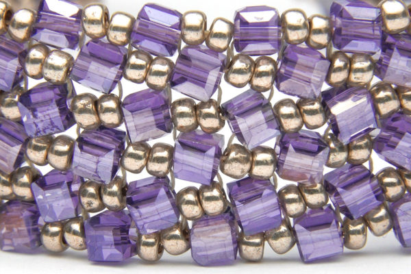 Golden Amethyst Dancing Cubes Bracelet