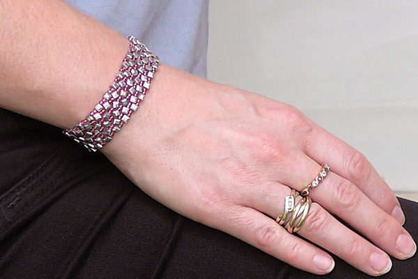 Silver Strawberry Dancing Cubes Bracelet