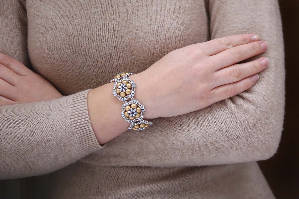 Silver Gold Brocade Bracelet