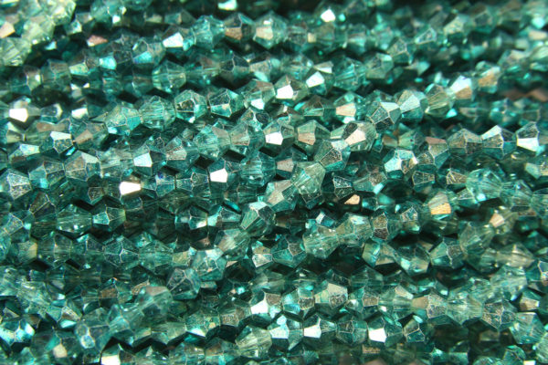 Demi Coated Metallic Teal Crystal Bicones