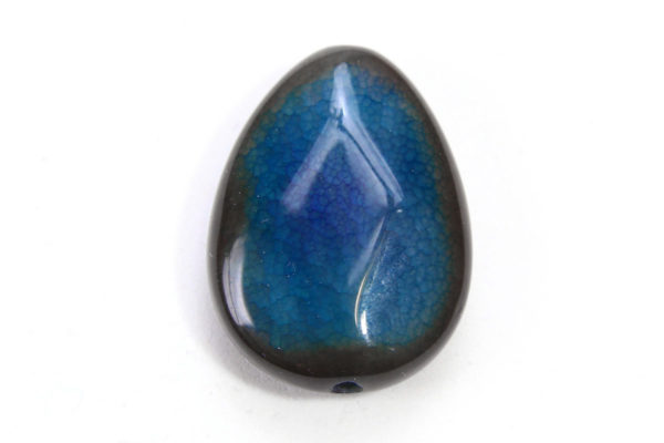 Blue Cracked Agate Teardrop Focal Bead