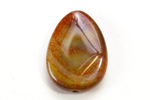 Amber Cracked Agate Teardrop Focal Bead