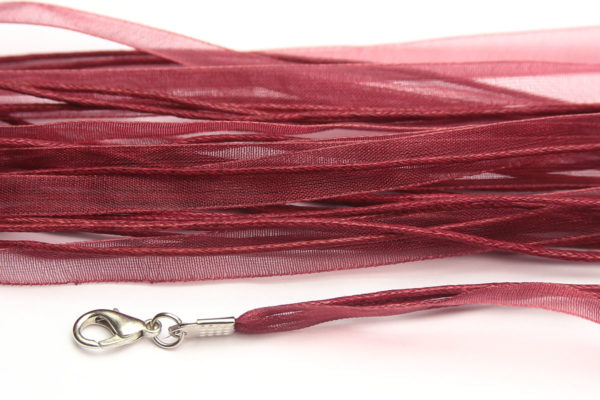 Burgundy Silk Organza Ribbon Necklace