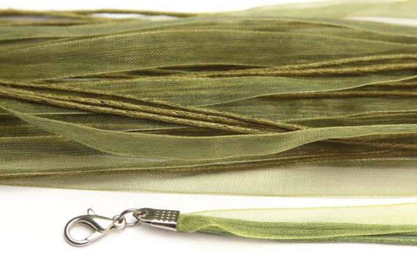 Olivine Silk Organza Ribbon Necklace