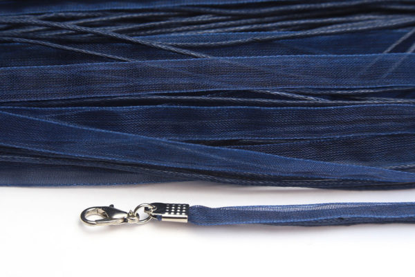 Navy Blue Silk Organza Ribbon Necklace