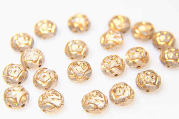 Crystal Gold Roses Preciosa Candy Beads