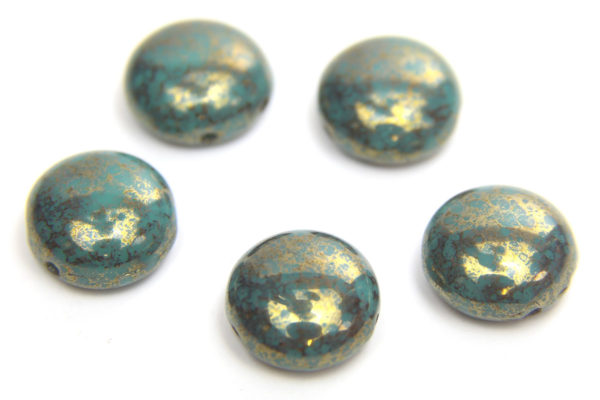 Turquoise Gold Picasso Preciosa Candy Beads