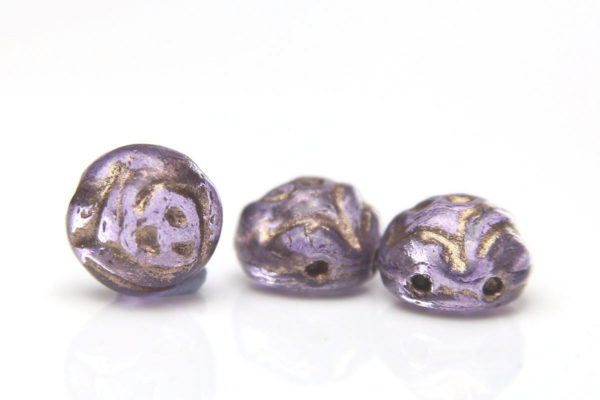 Violet Gold Roses Preciosa Candy Beads - Image 2