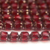 Ruby, Bronze Crowned Facetted Cathedral Beads