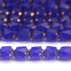 Cobalt Blue, Copper Crowned Facetted Cathedral Beads