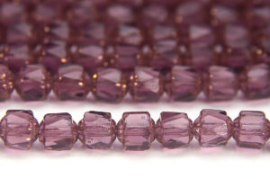 Rich Amethyst, Copper Crowned Facetted Cathedral Beads