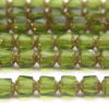 Olive, Copper Crowned Facetted Cathedral Beads