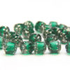 Emerald, Silver Crowned Facetted Cathedral Beads