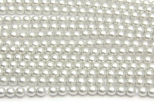 4mm Artic Silver Frosted Preciosa Glass Pearl Beads