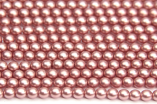 4mm Blush Frosted Preciosa Glass Pearl Beads