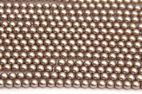 4mm Mocha Frosted Preciosa Glass Pearl Beads