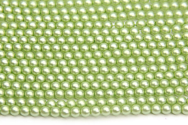 4mm Pastel Pistachio Frosted Preciosa Glass Pearl Beads