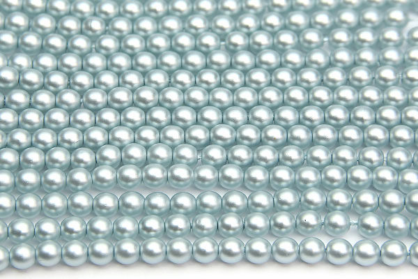 4mm Pastel Sky Blue Frosted Preciosa Glass Pearl Beads