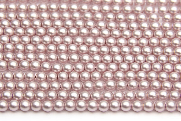 4mm Pastel Lilac Frosted Preciosa Glass Pearl Beads