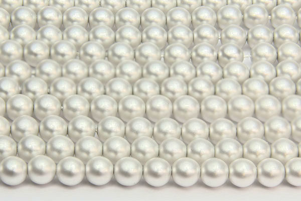 6mm Artic Silver Frosted Preciosa Glass Pearl Beads